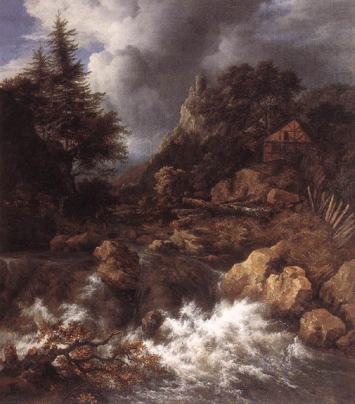 RUISDAEL, Jacob Isaackszon van Waterfall in a Mountainous Northern Landscape af